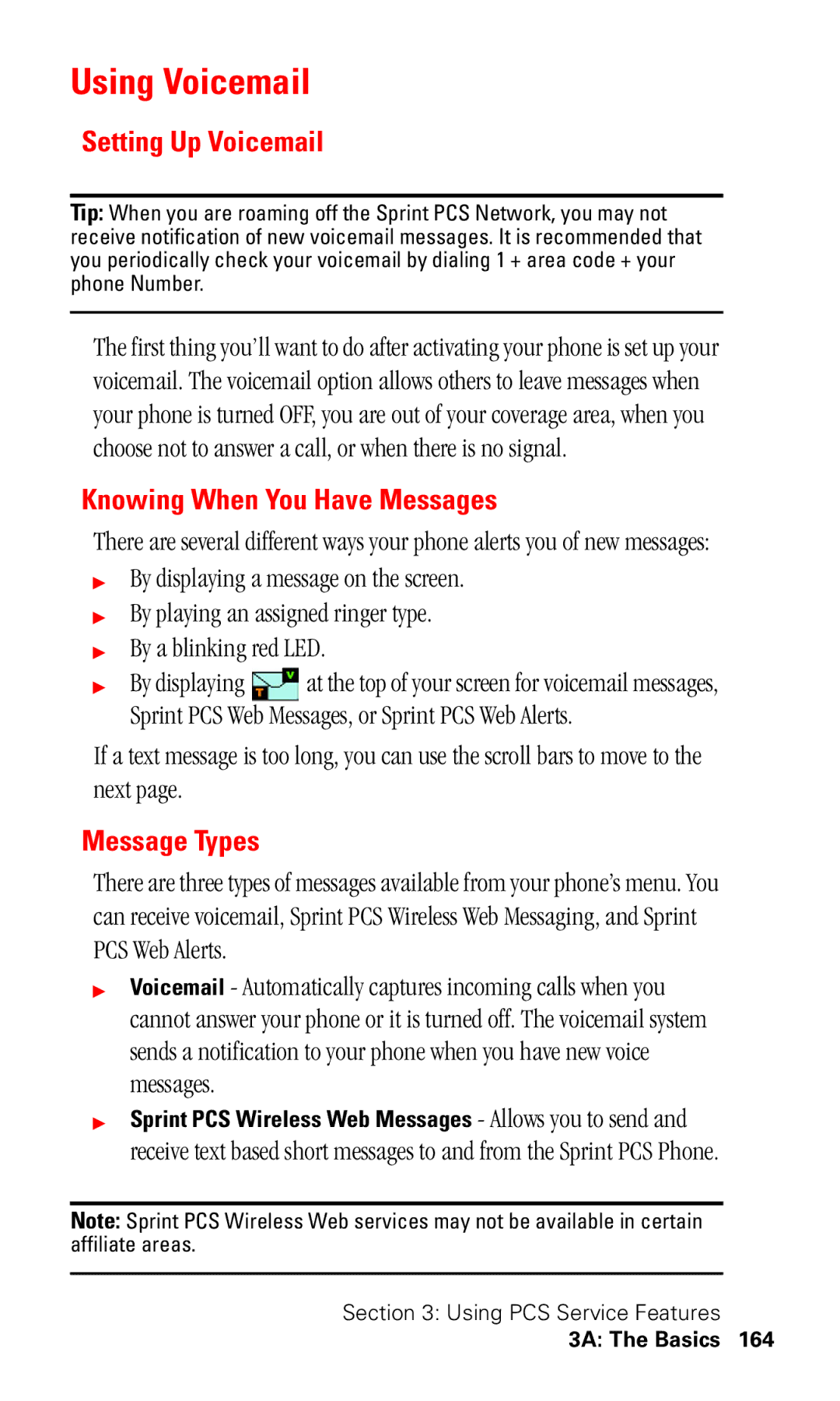 Samsung SPH-I330 manual Using Voicemail, Setting Up Voicemail, Knowing When You Have Messages, Message Types 