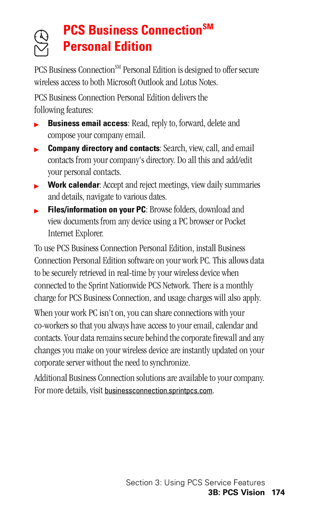 Samsung SPH-I330 manual PCS Business ConnectionSM Personal Edition 