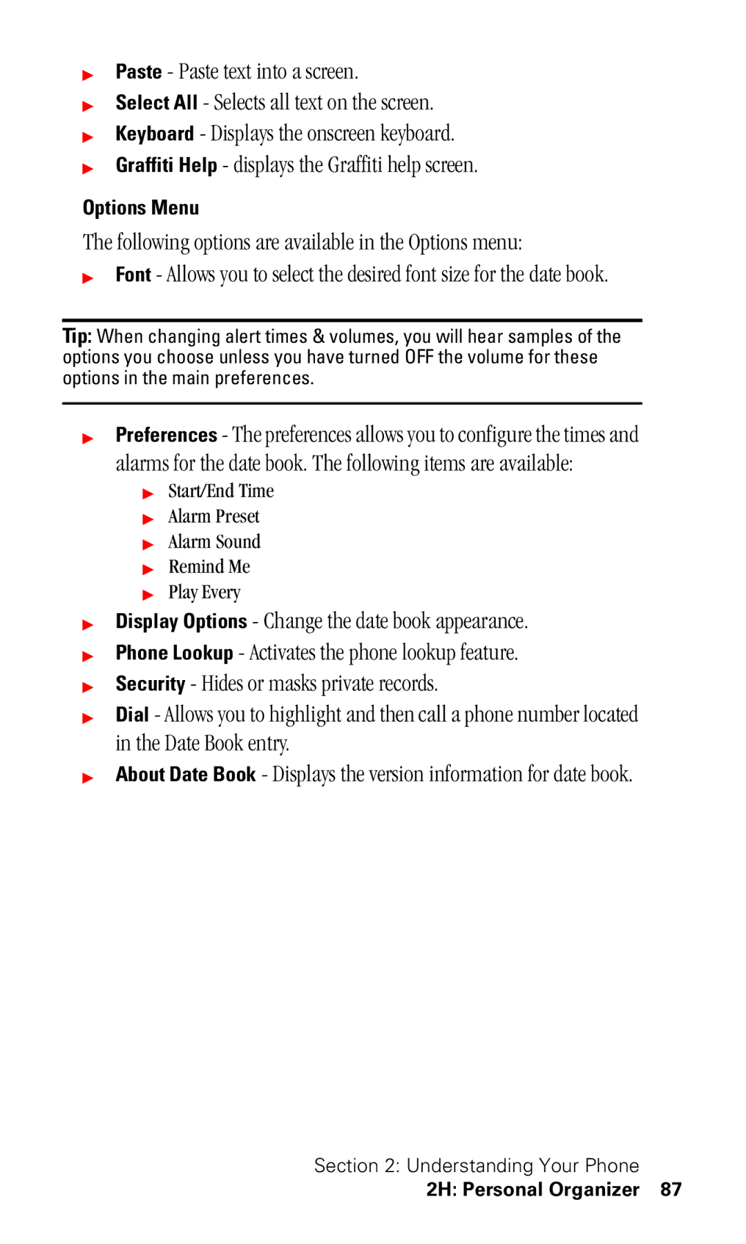 Samsung SPH-I330 manual Options Menu 