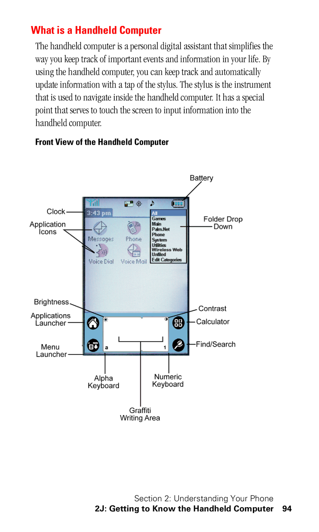 Samsung SPH-I330 manual What is a Handheld Computer, Front View of the Handheld Computer 