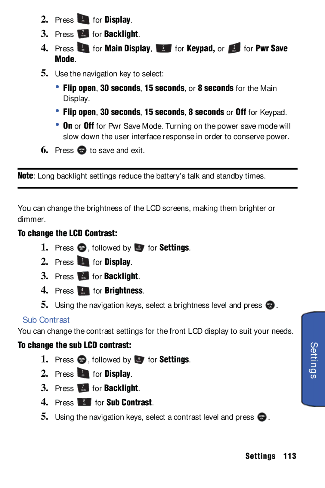 Samsung SPH-m50 manual Sub Contrast 