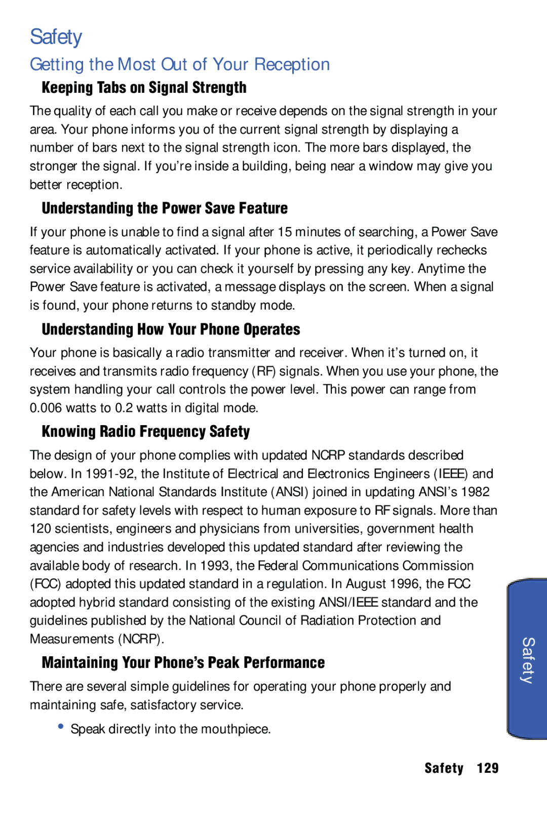 Samsung SPH-m50 manual Safety, Getting the Most Out of Your Reception 