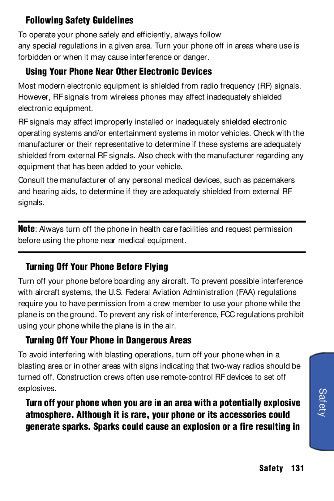 Samsung SPH-m50 manual Following Safety Guidelines, Using Your Phone Near Other Electronic Devices 