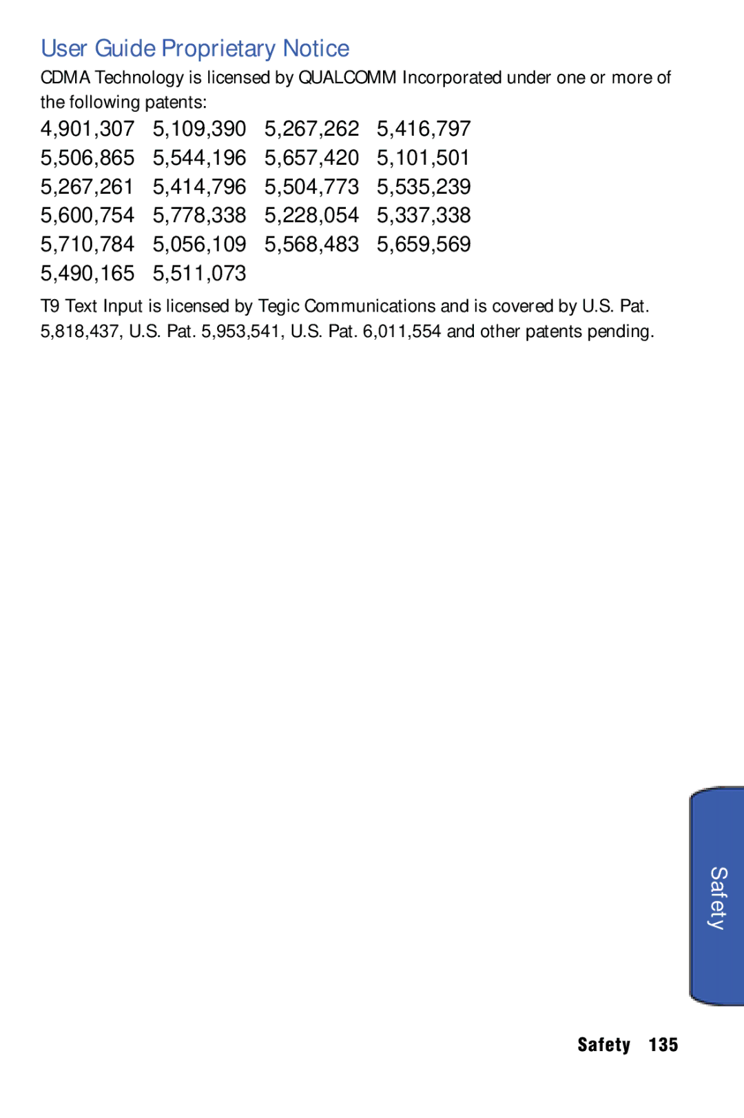 Samsung SPH-m50 manual User Guide Proprietary Notice 