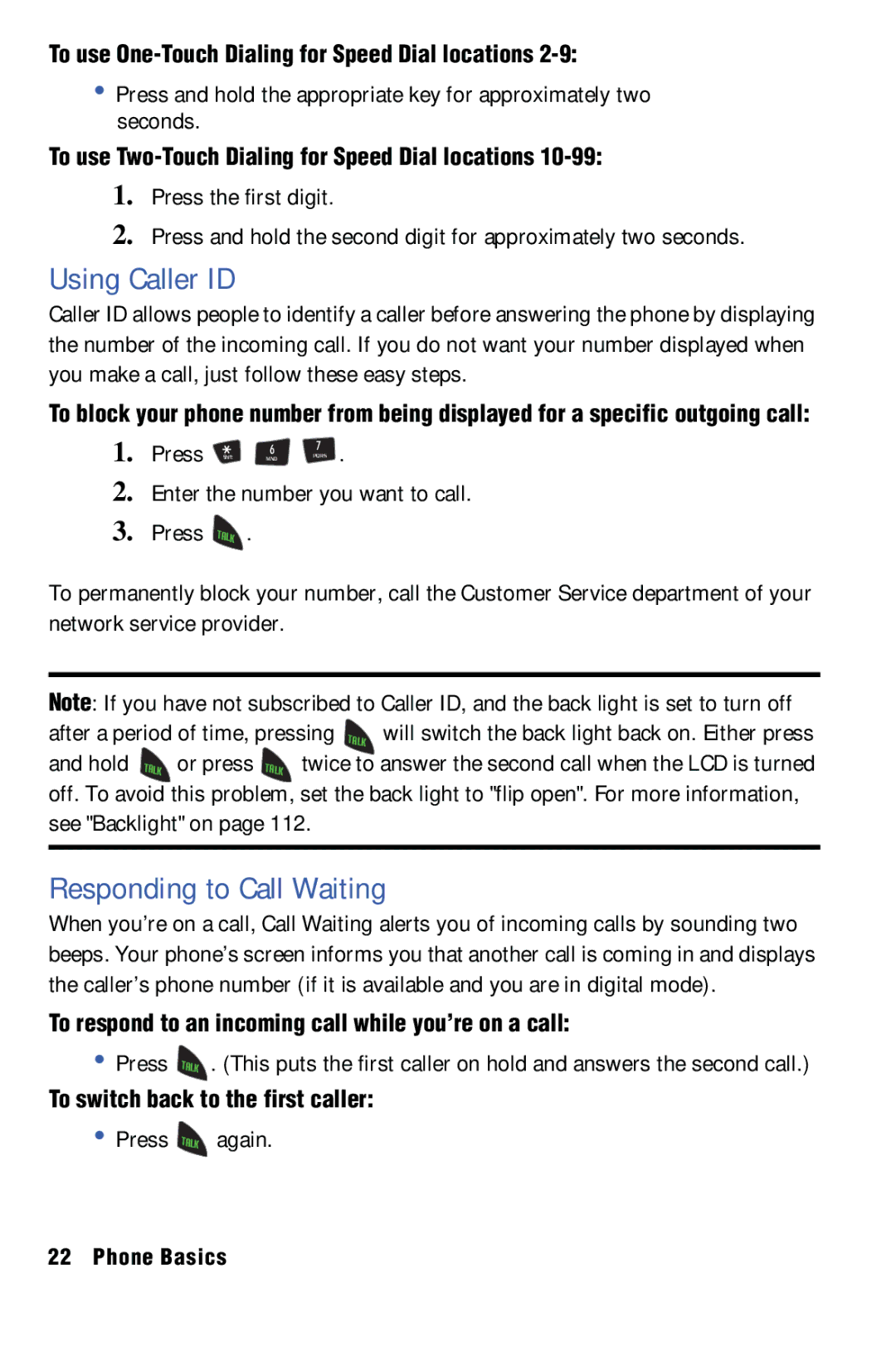 Samsung SPH-m50 manual Using Caller ID, Responding to Call Waiting 