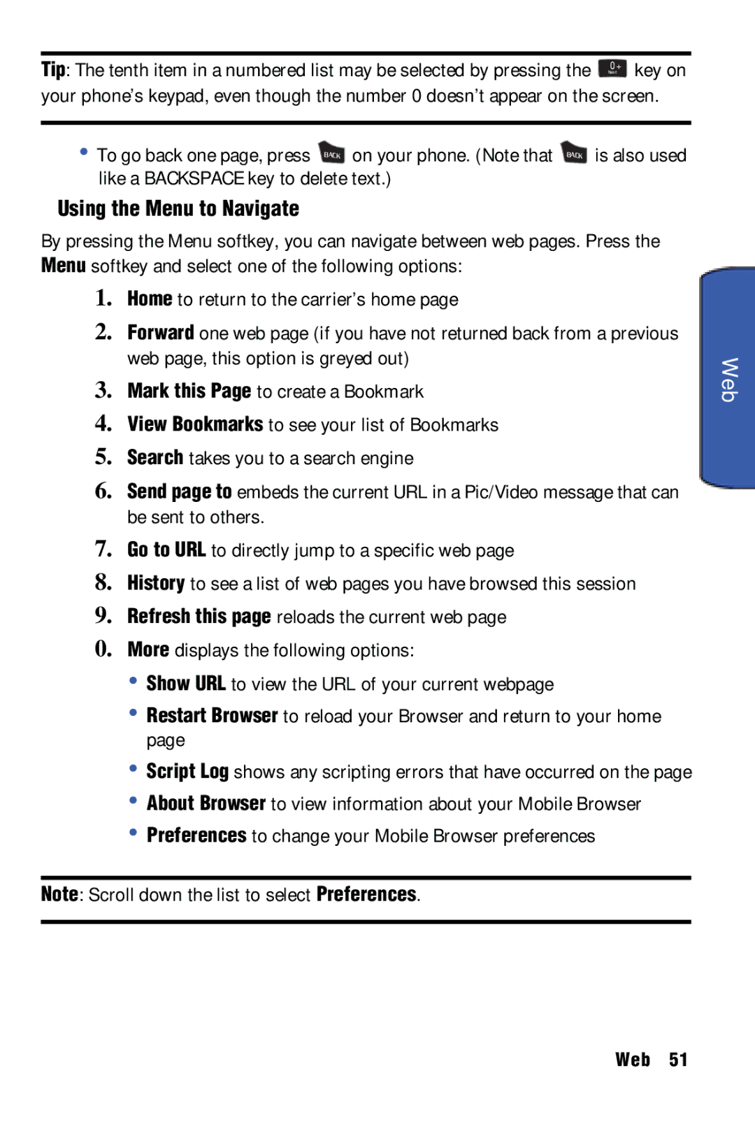 Samsung SPH-m50 manual Using the Menu to Navigate 