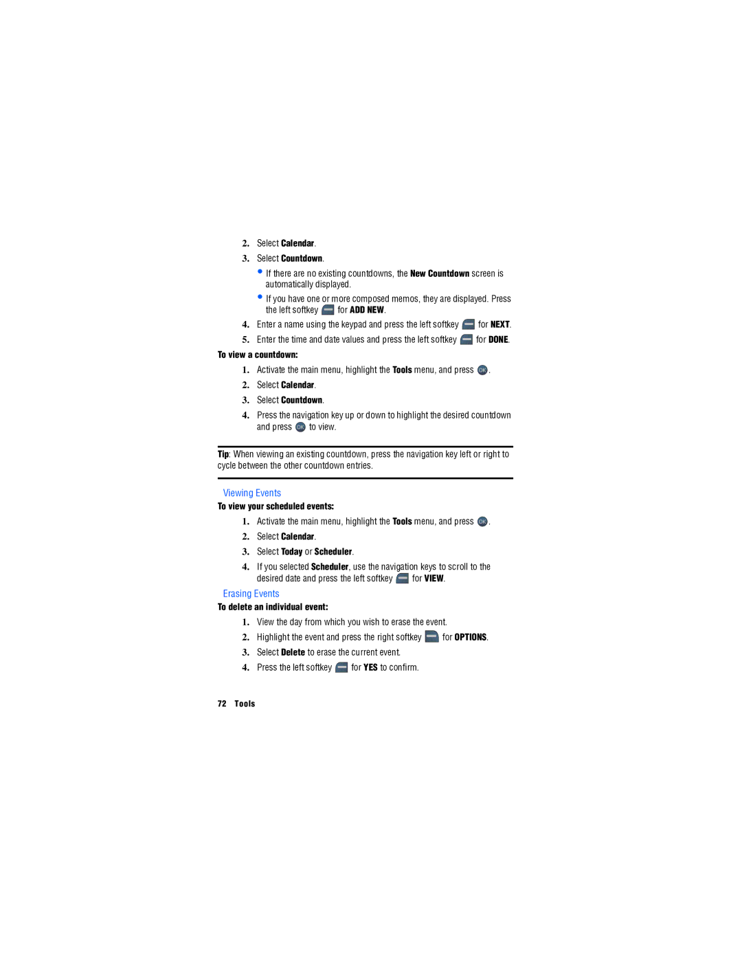 Samsung SPH-M560 manual Viewing Events, Erasing Events 