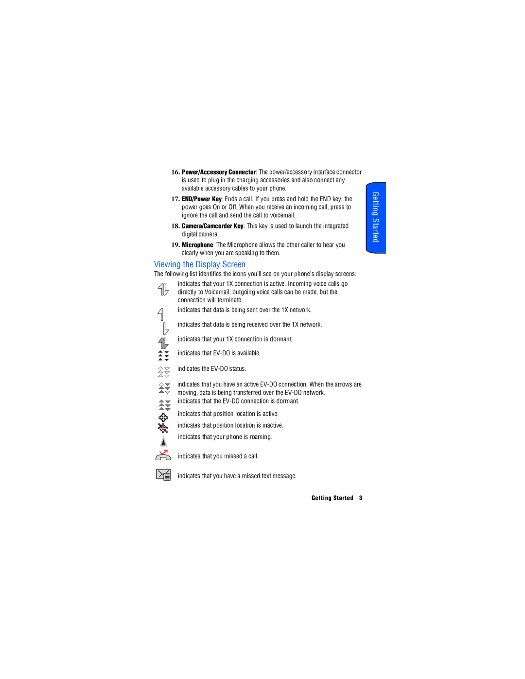 Samsung SPH-M560 manual Viewing the Display Screen, Indicates that the EV-DO connection is dormant 