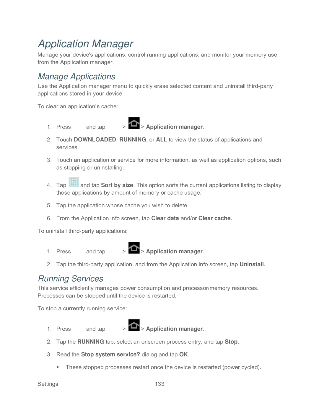 Samsung SPH-P500TSASPR manual Application Manager, Manage Applications, Running Services 