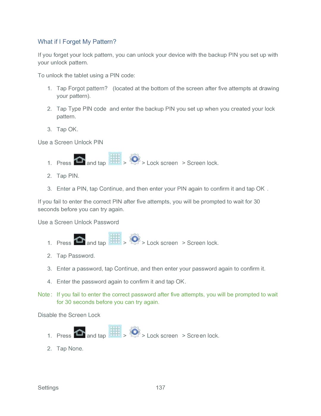 Samsung SPH-P500TSASPR What if I Forget My Pattern?, Use a Screen Unlock PIN, Use a Screen Unlock Password, Tap Password 