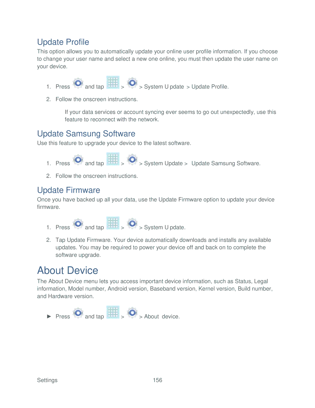 Samsung SPH-P500TSASPR manual About Device, Update Profile, Update Samsung Software 