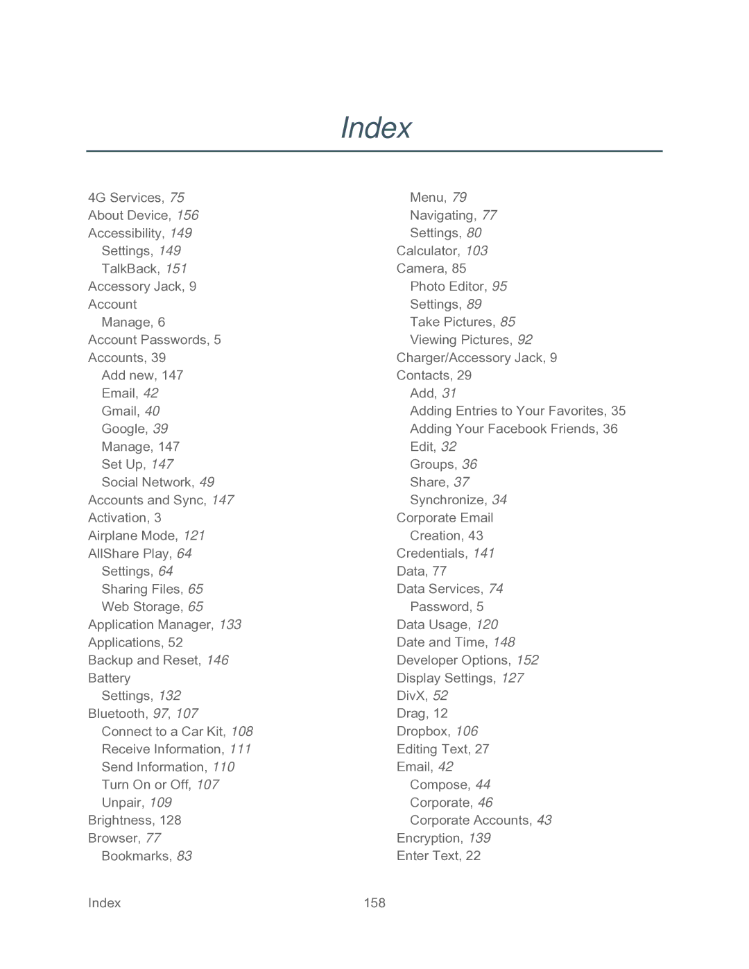 Samsung SPH-P500TSASPR manual Index 