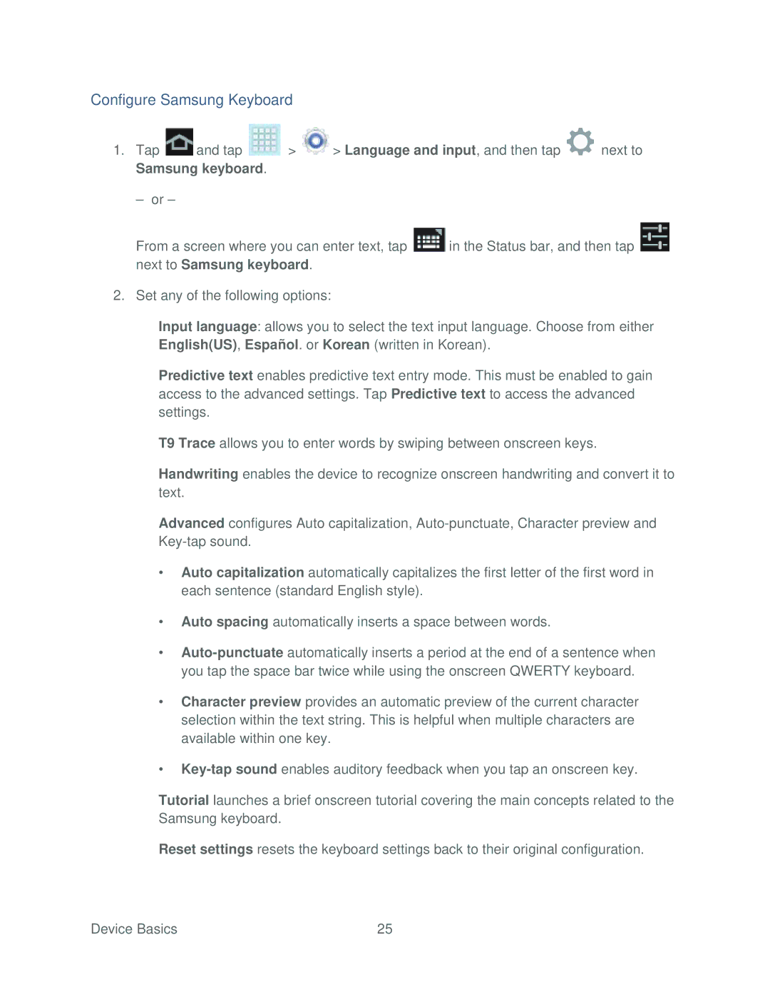 Samsung SPH-P500TSASPR manual Configure Samsung Keyboard 