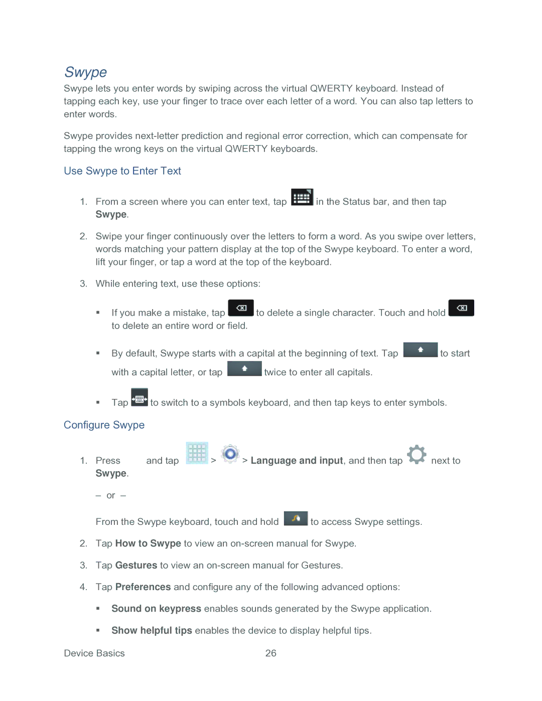 Samsung SPH-P500TSASPR manual Use Swype to Enter Text, Configure Swype 