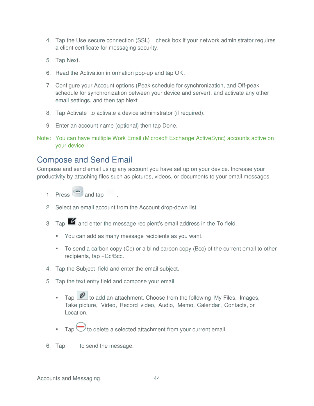 Samsung SPH-P500TSASPR manual Compose and Send Email 