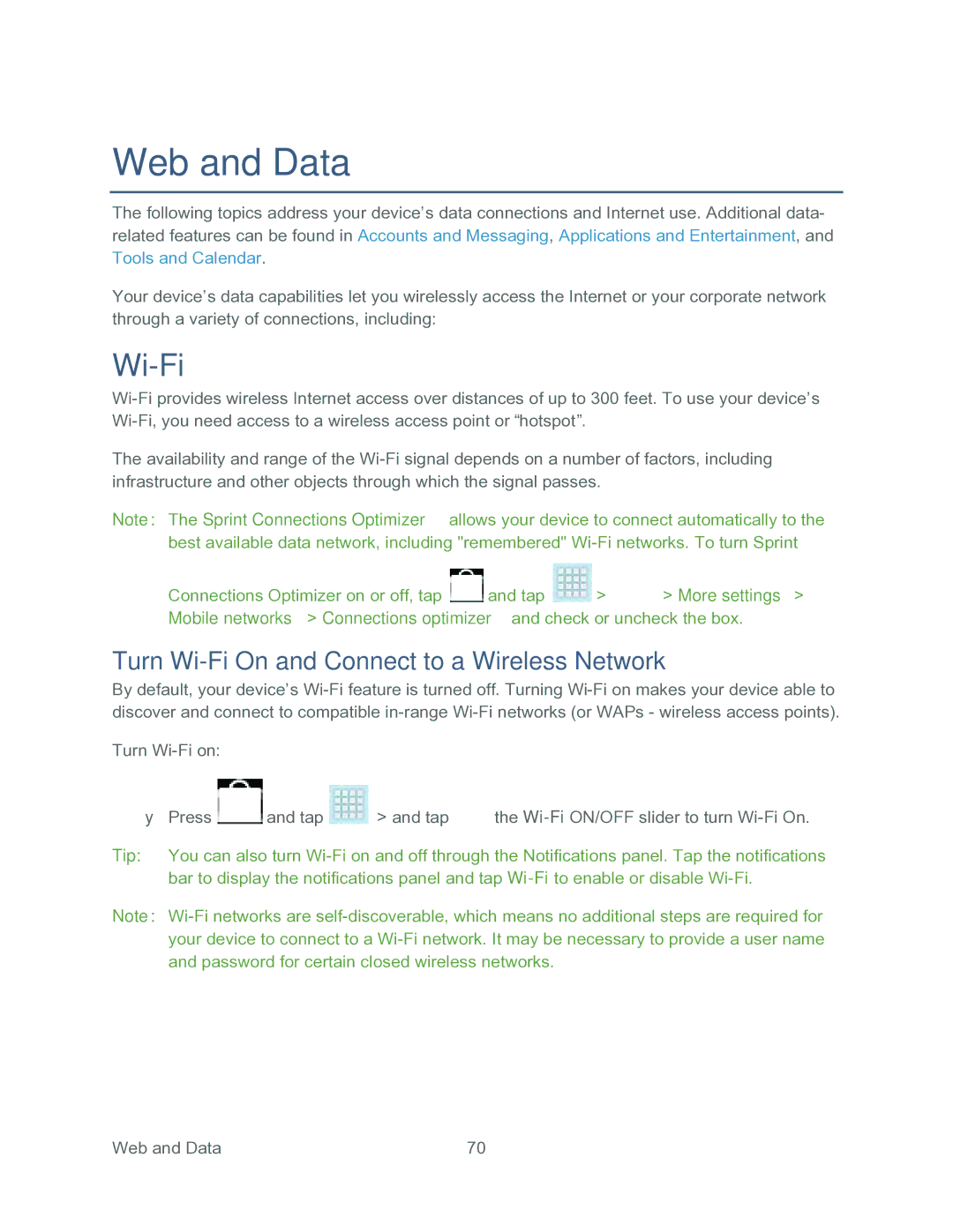 Samsung SPH-P500TSASPR manual Turn Wi-Fi On and Connect to a Wireless Network 