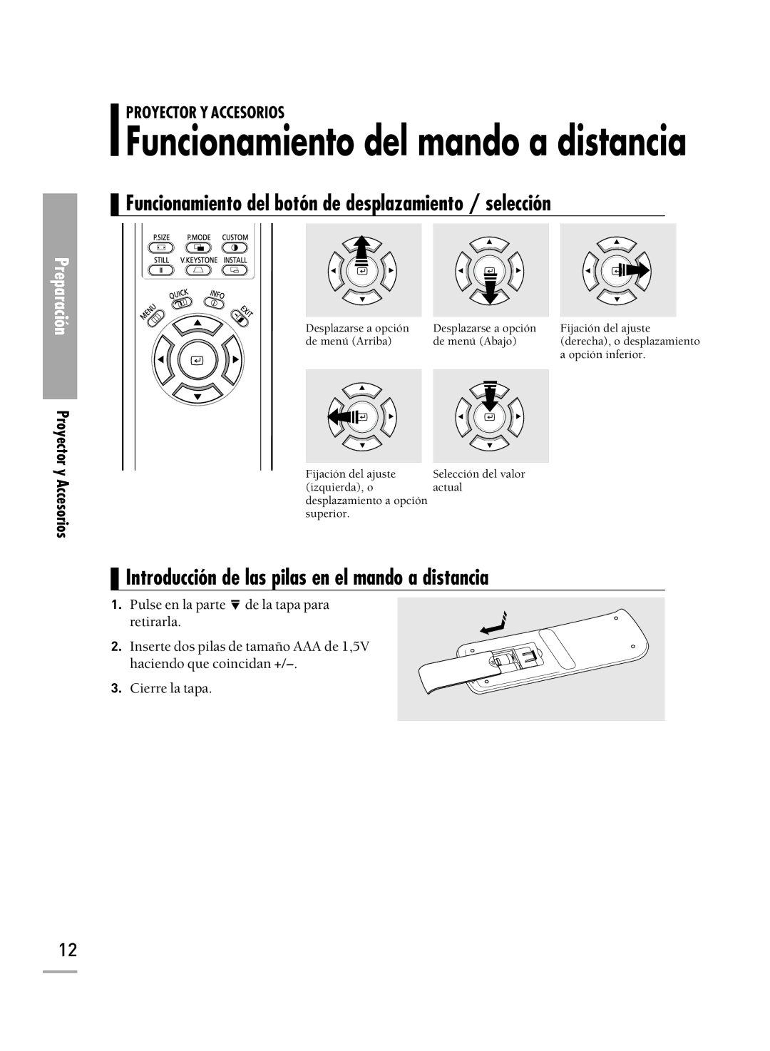 Samsung SPH700AEX/XEC, SPH700AEX/XEU manual Funcionamiento del botón de desplazamiento / selección 