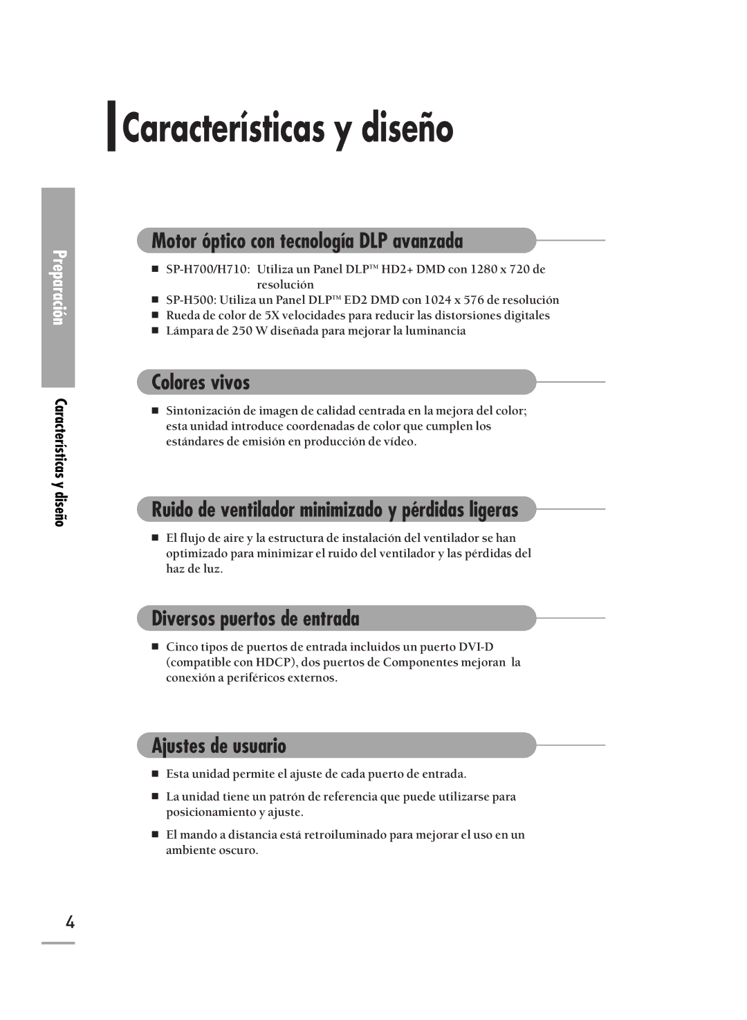 Samsung SPH700AEX/XEC, SPH700AEX/XEU manual Características y diseño 