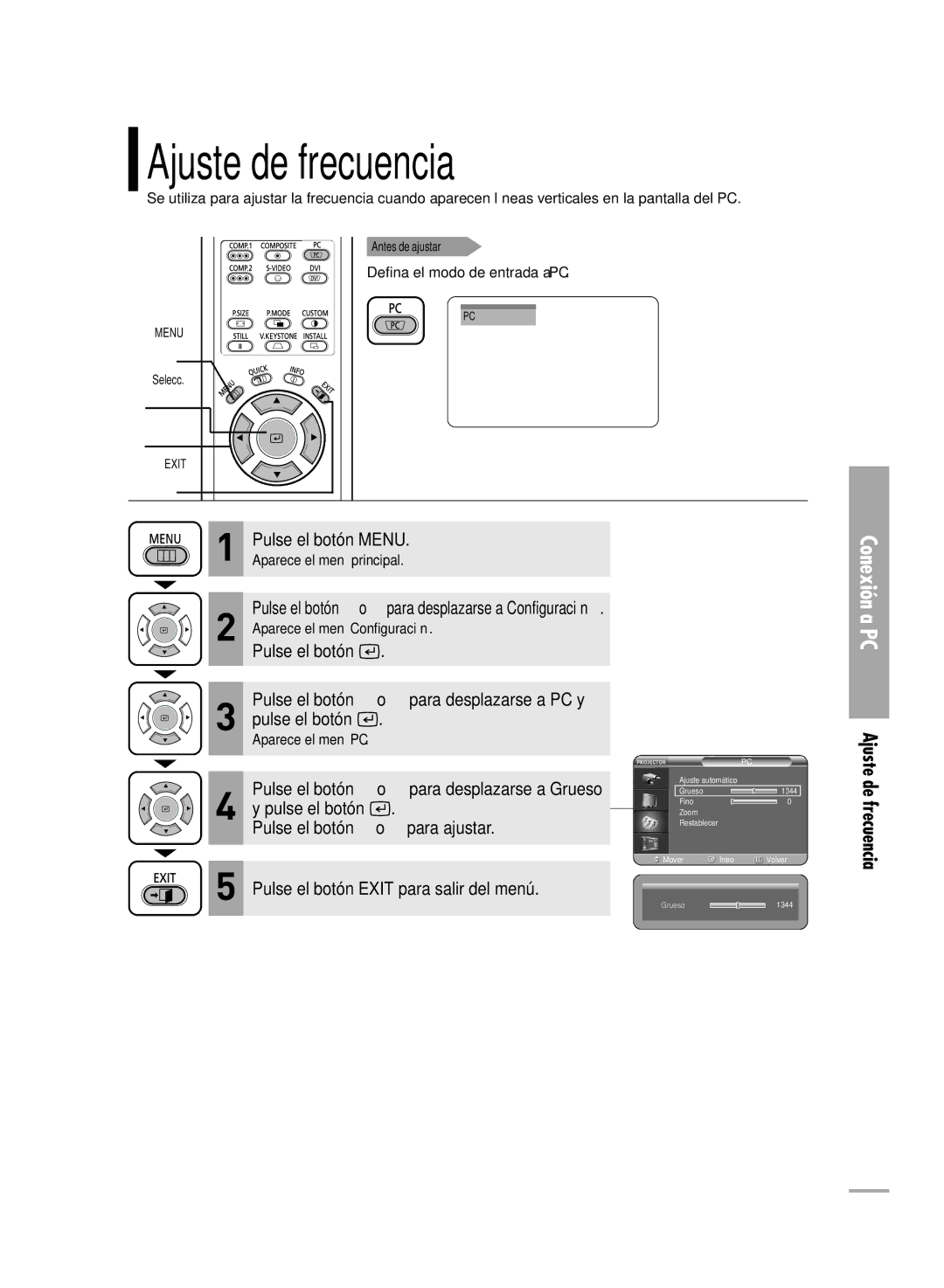 Samsung SPH700AEX/XEU, SPH700AEX/XEC manual Ajuste de frecuencia 