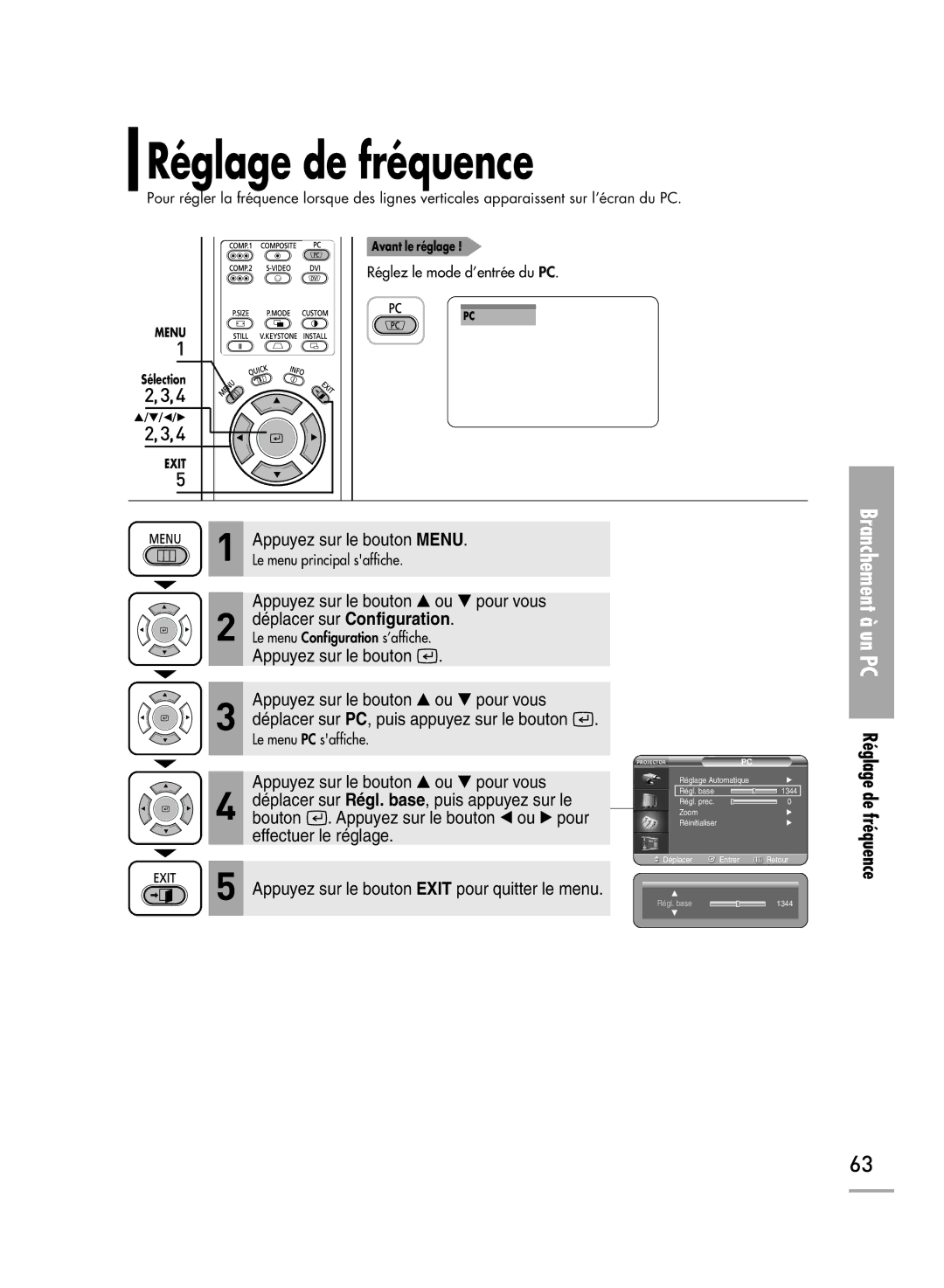 Samsung SPH710AEMX/EDC, SPH700AEX/XEC, SPH700AEX/XEF manual Réglage de fréquence 