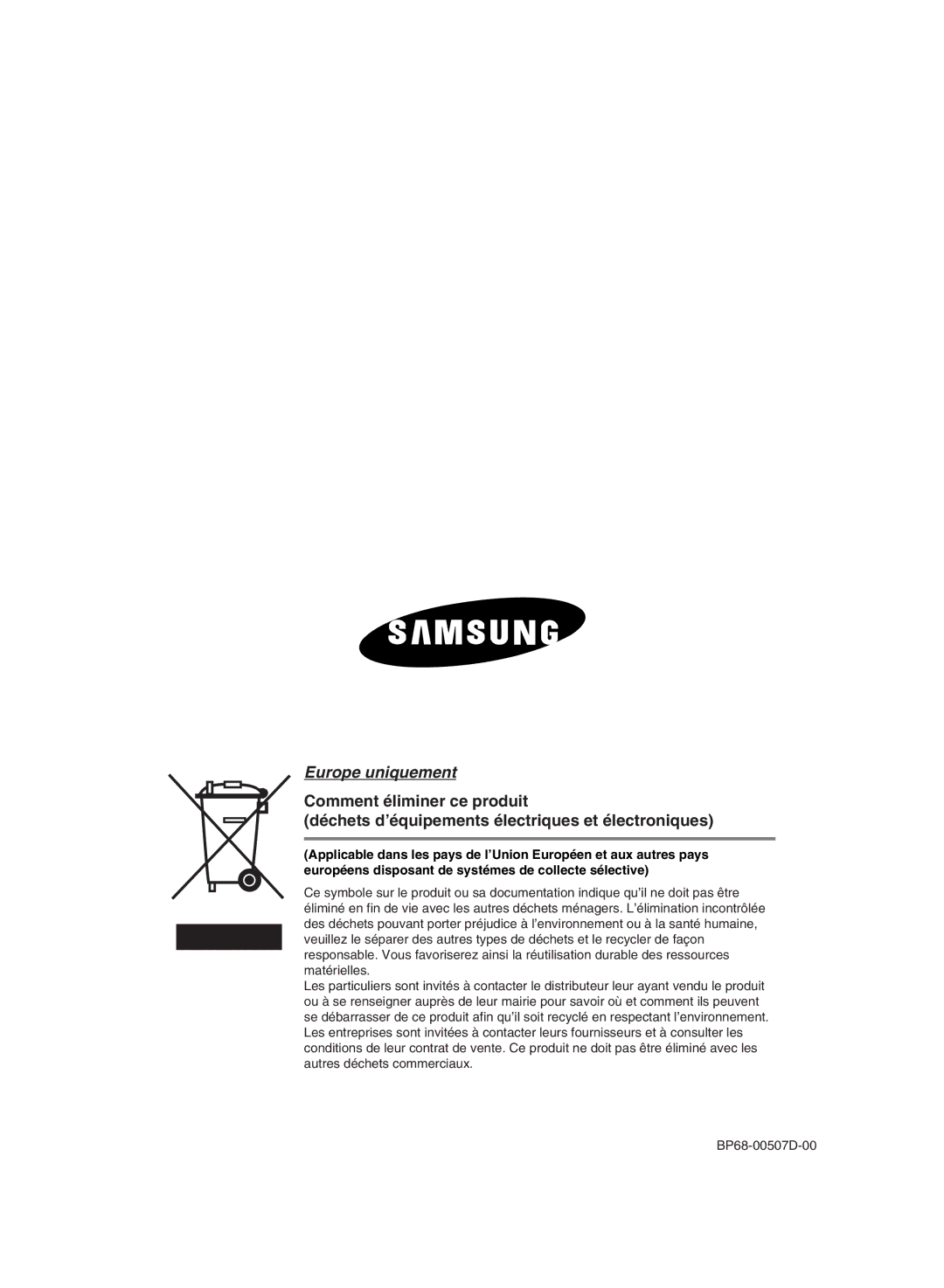 Samsung SPH710AEMX/EDC, SPH700AEX/XEC, SPH700AEX/XEF manual Europe uniquement 