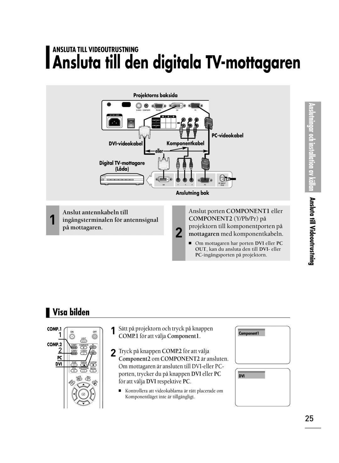 Samsung SPH700AEX/XEC, SPH710AEMX/EDC manual Ansluta till den digitala TV-mottagaren, Till Videoutrustning 