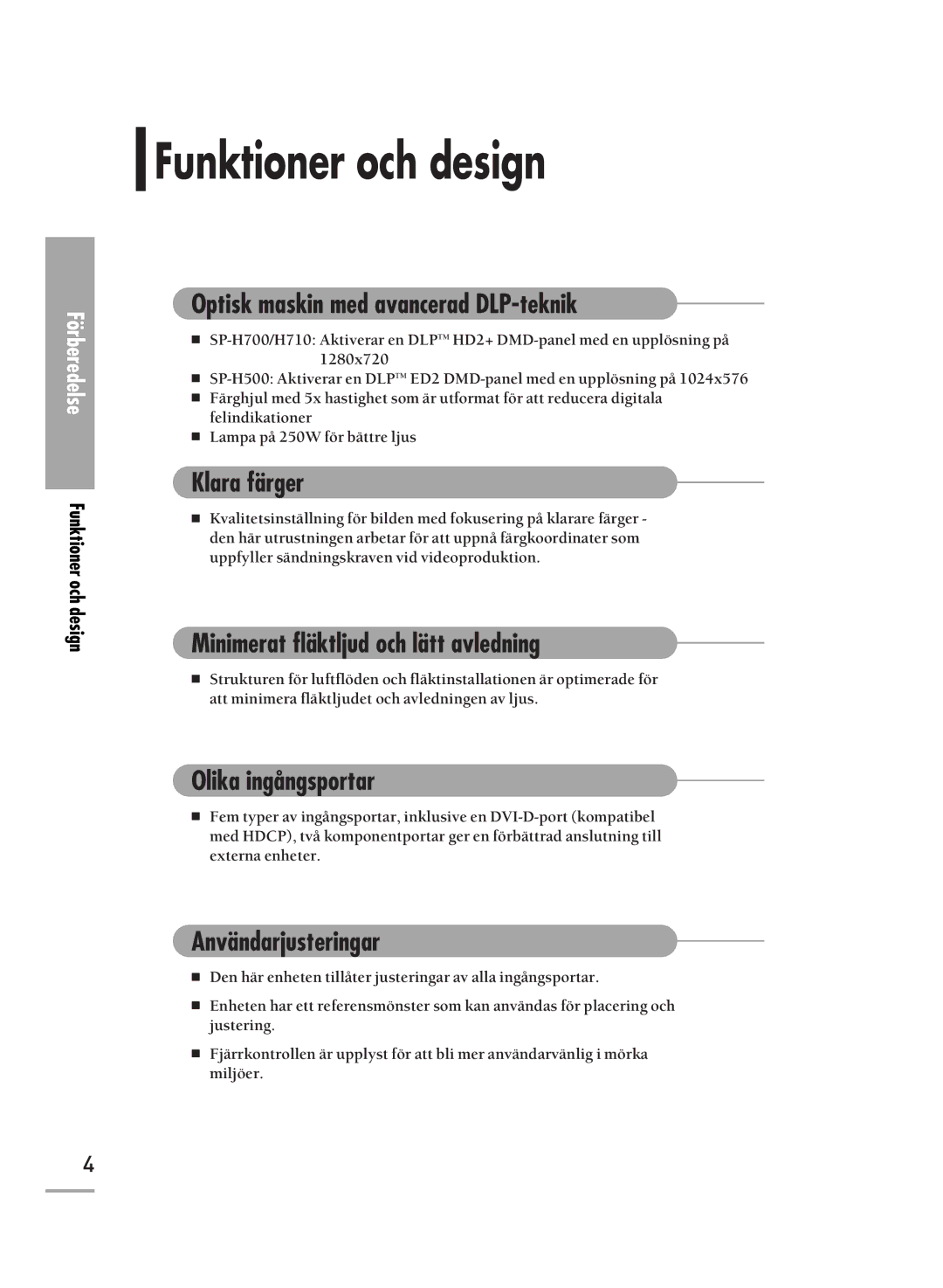 Samsung SPH710AEMX/EDC, SPH700AEX/XEC manual Funktioner och design 