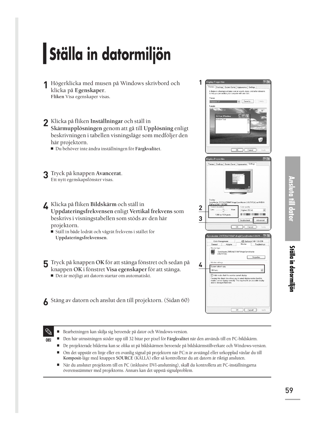 Samsung SPH700AEX/XEC, SPH710AEMX/EDC manual Ställa in datormiljön 