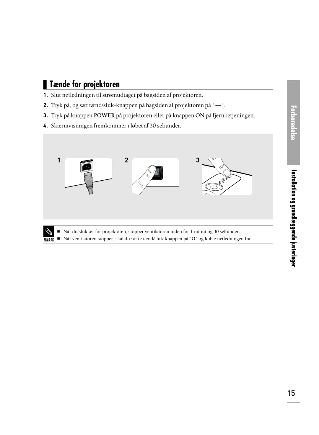 Samsung SPH700AEX/XEC, SPH710AEMX/EDC manual Tænde for projektoren 