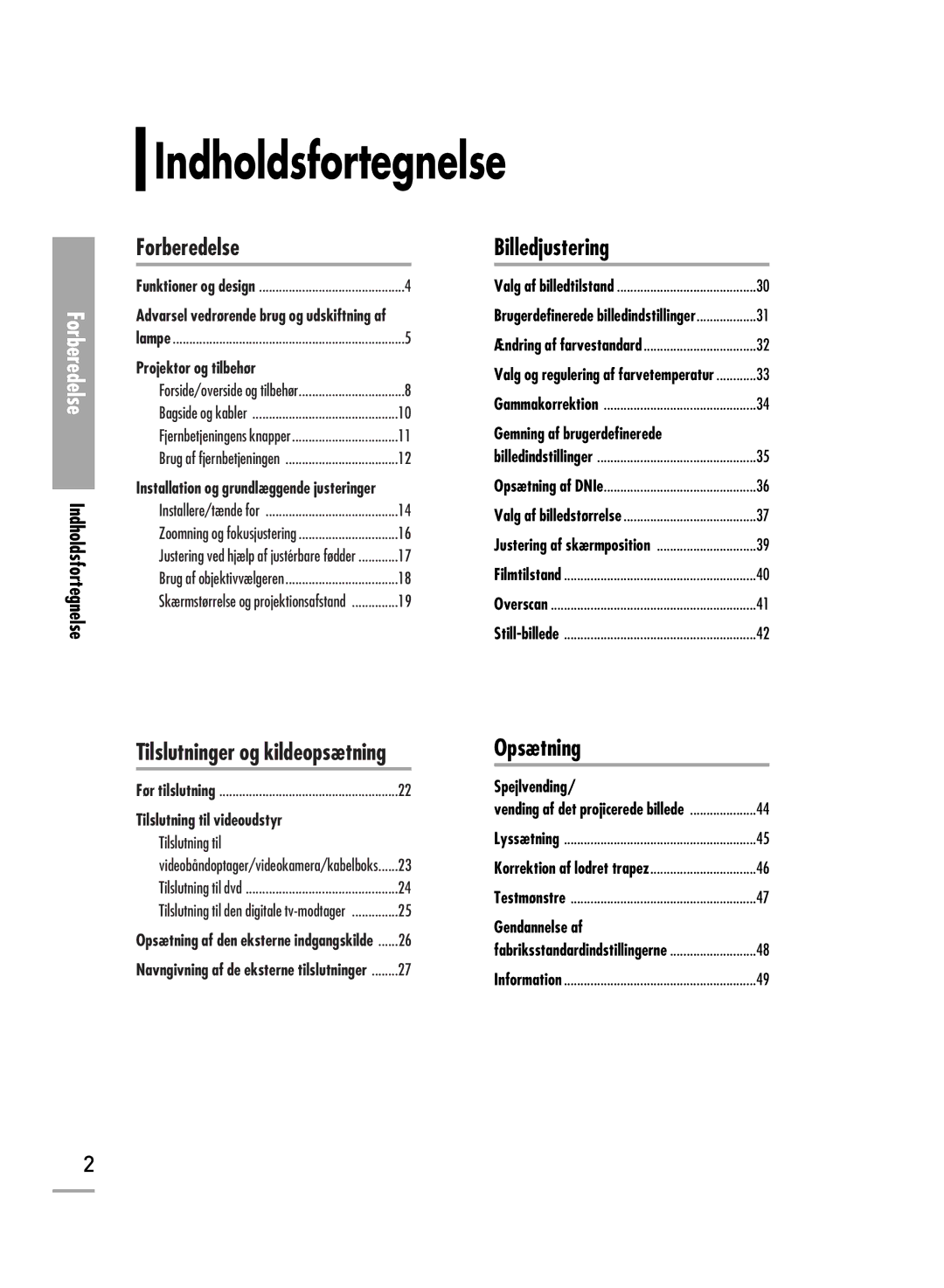 Samsung SPH710AEMX/EDC, SPH700AEX/XEC manual Indholdsfortegnelse 