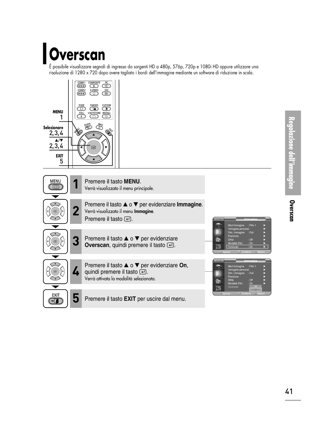 Samsung SPH700AEX/XEF, SPH710AEMX/EDC, SPH500AEX/XEF, SPH500AEX/XEG manual Overscan 