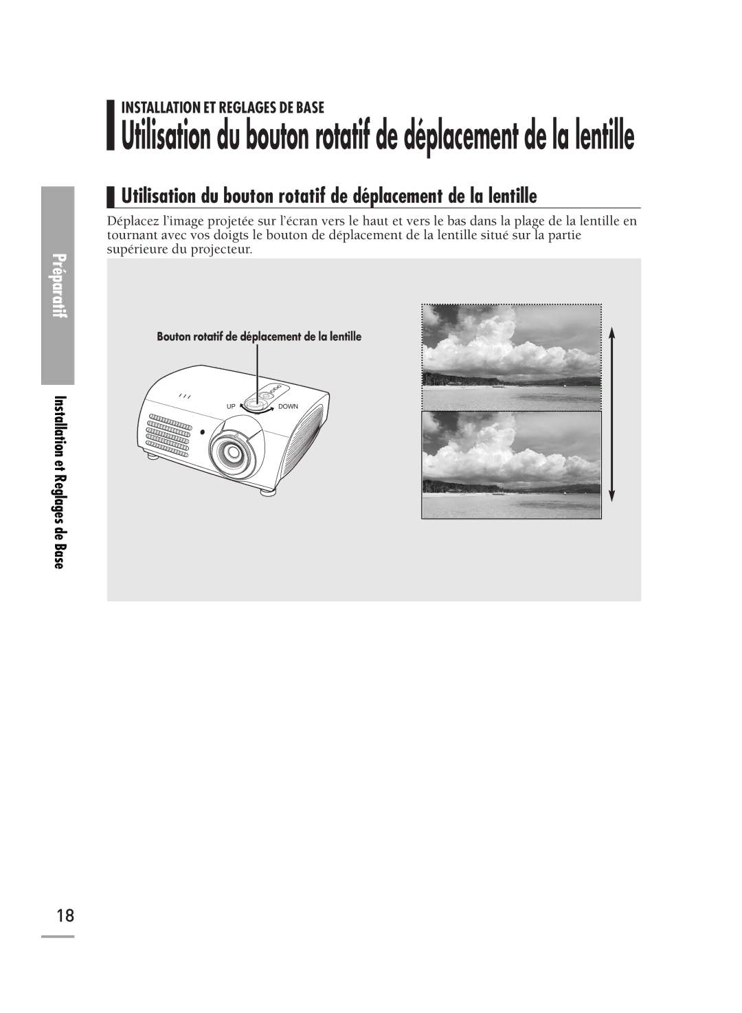 Samsung SPH710AEMX/EDC manual Utilisation du bouton rotatif de déplacement de la lentille 