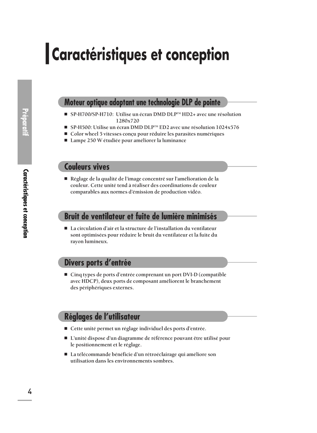 Samsung SPH710AEMX/EDC manual Caractéristiques et conception 