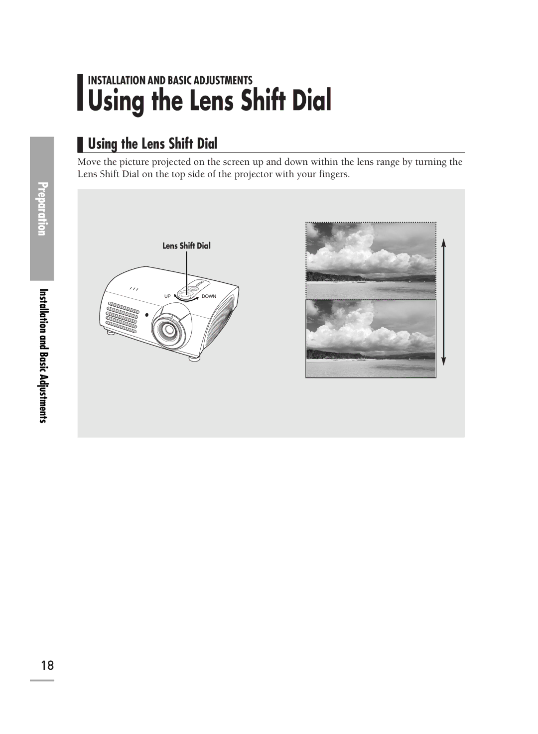 Samsung SPH710AEMX/EDC manual Using the Lens Shift Dial 