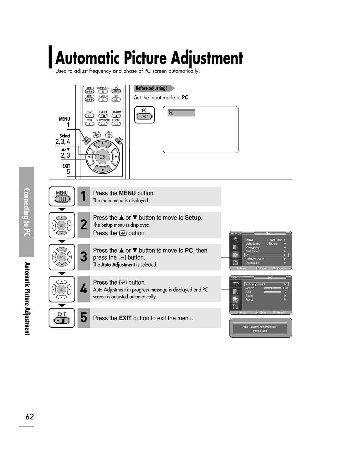 Samsung SPH710AEMX/EDC manual Automatic Picture Adjustment 