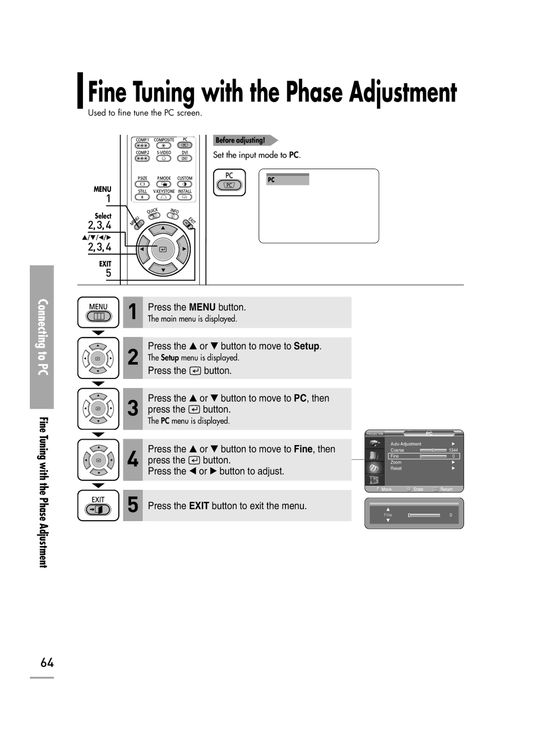 Samsung SPH710AEMX/EDC manual Fine Tuning with the Phase Adjustment 