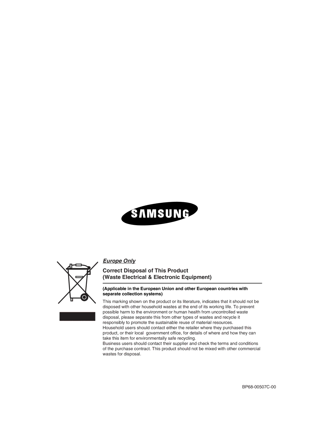 Samsung SPH710AEMX/EDC manual Europe Only 