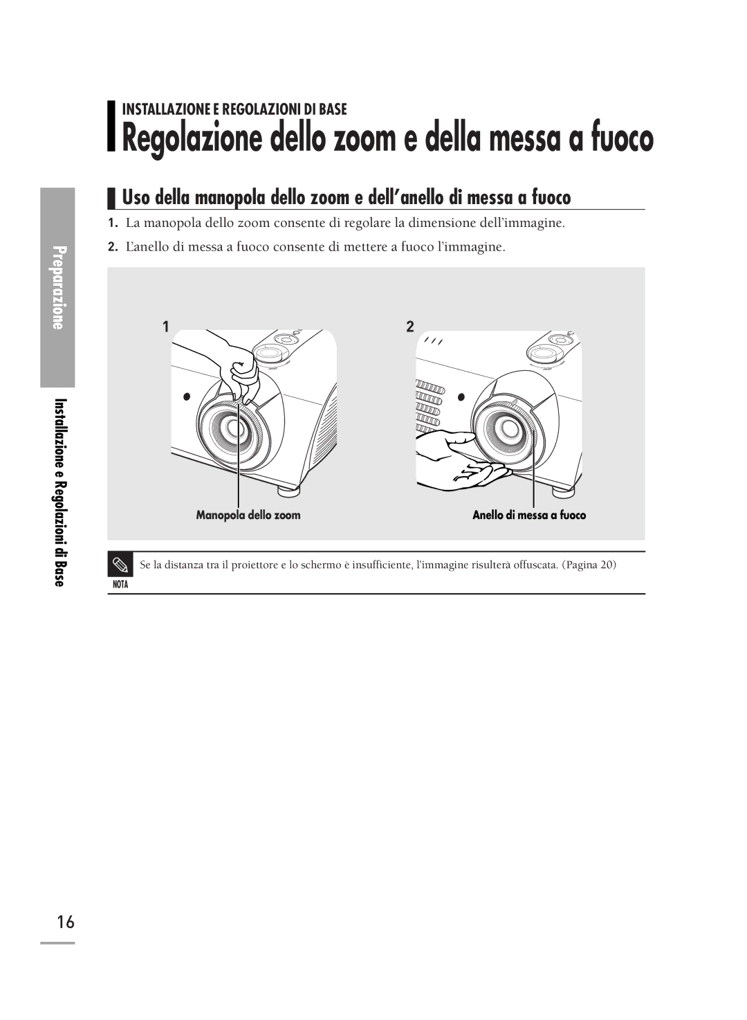 Samsung SPH710AEMX/EDC manual Regolazione dello zoom e della messa a fuoco 