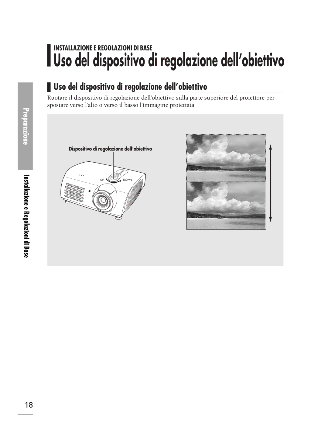 Samsung SPH710AEMX/EDC manual Uso del dispositivo di regolazione dell’obiettivo, Dispositivo di regolazione dell’obiettivo 