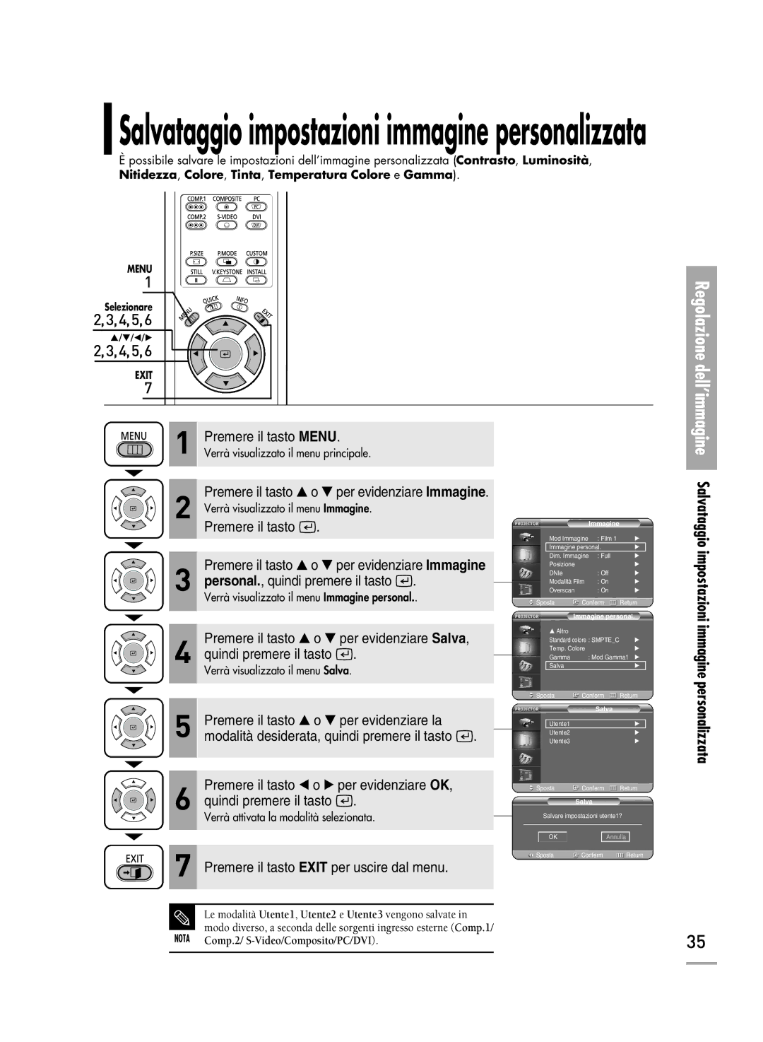 Samsung SPH710AEMX/EDC manual Salvataggio impostazioni immagine personalizzata, Immagine personalizzata 