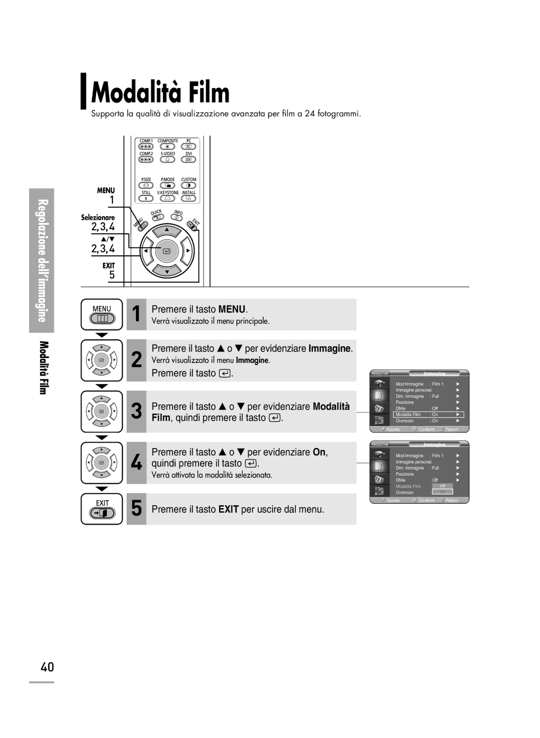 Samsung SPH710AEMX/EDC manual Modalità Film 