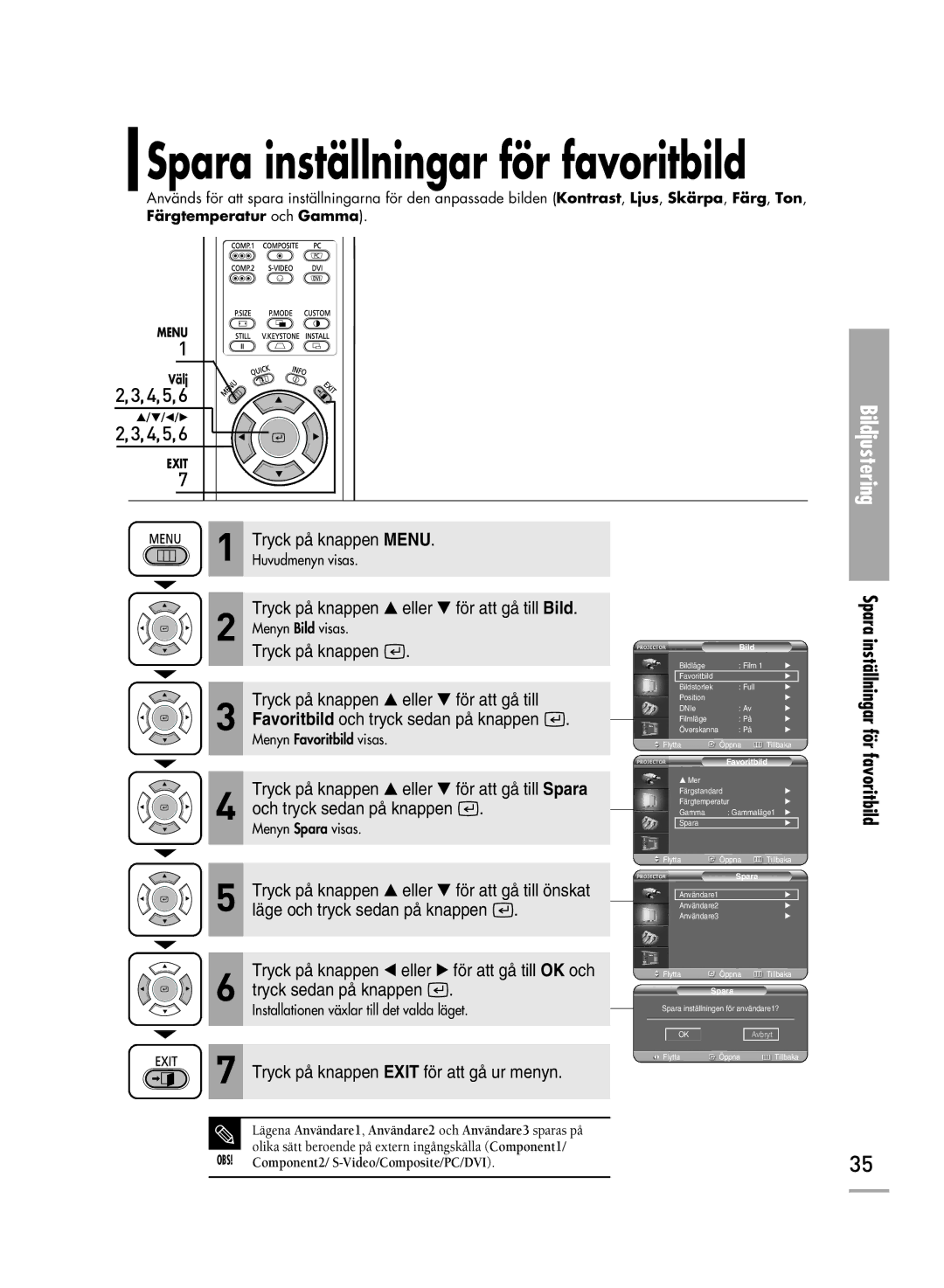 Samsung SPH710AEMX/EDC manual Spara inställningar för favoritbild, Favoritbild 