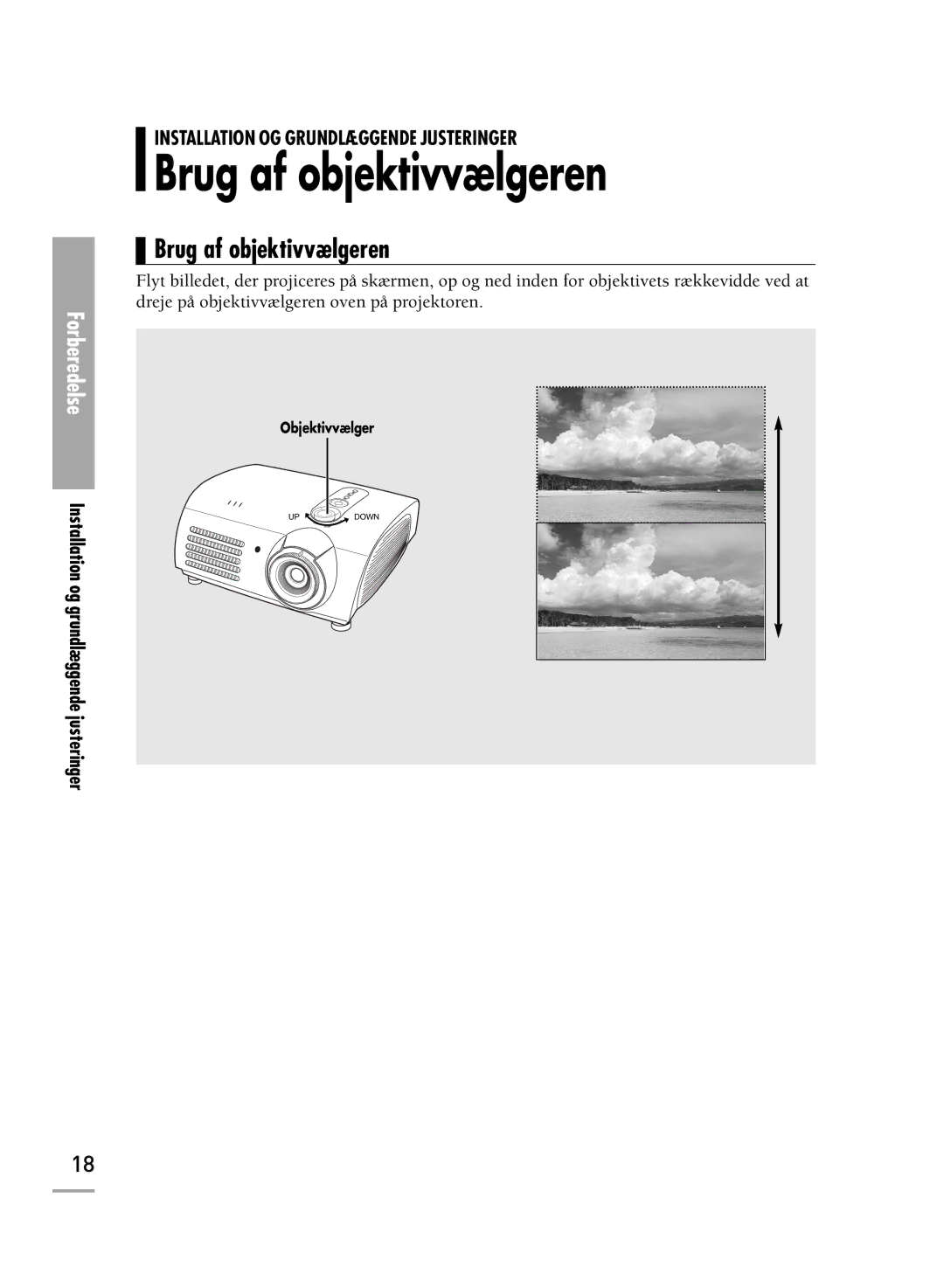 Samsung SPH710AEMX/EDC manual Brug af objektivvælgeren 