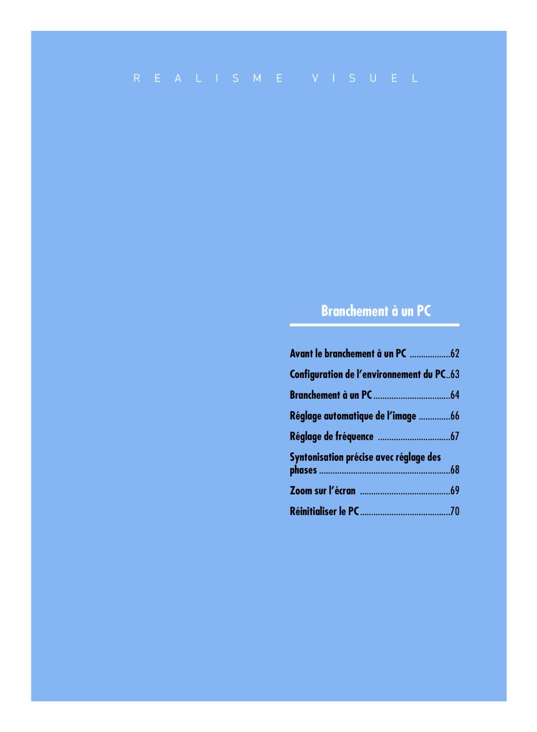 Samsung SPH800BEMX/EDC manual Branchement à un PC 