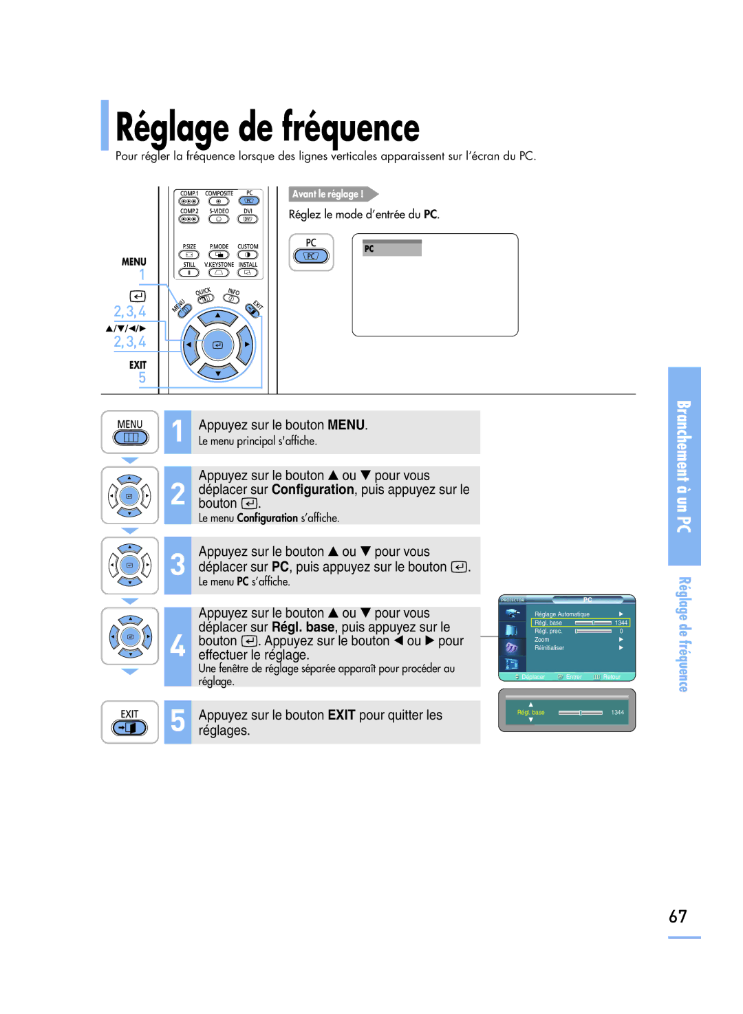 Samsung SPH800BEMX/EDC manual Réglage de fréquence, Appuyez sur le bouton ou pour vous 