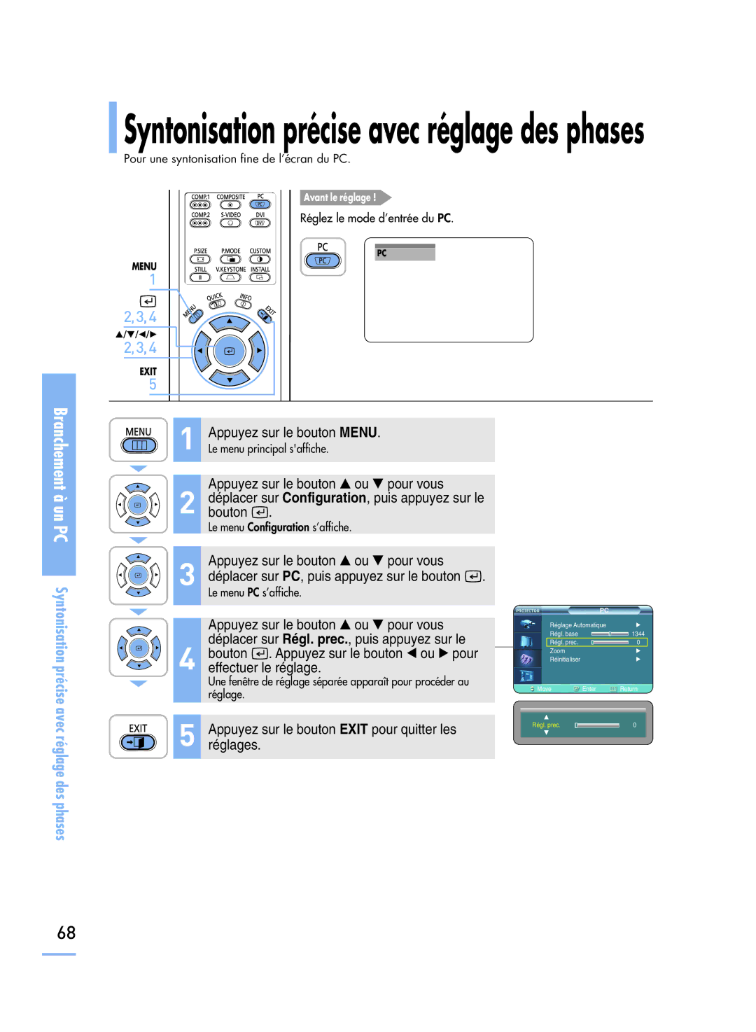 Samsung SPH800BEMX/EDC manual Syntonisation précise avec réglage des phases 