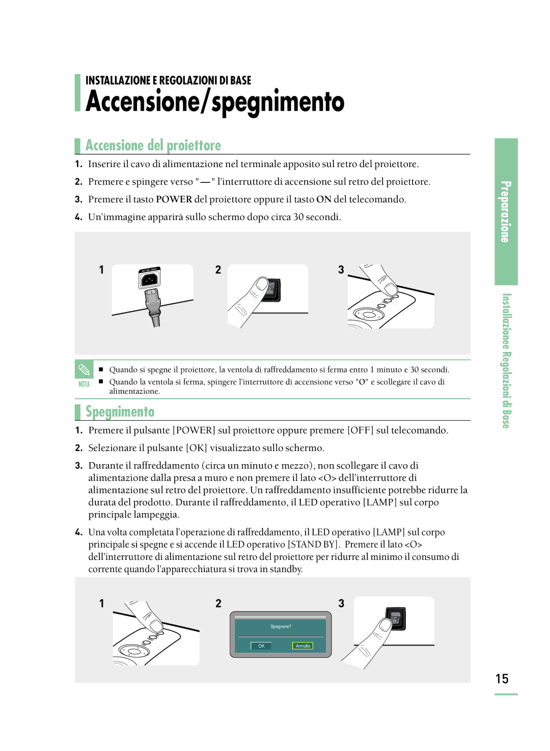 Samsung SPH800BEMX/EDC manual Accensione/spegnimento, Accensione del proiettore 