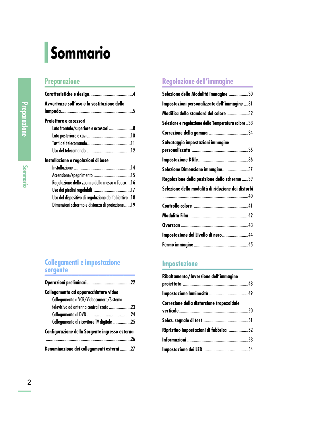 Samsung SPH800BEMX/EDC manual Sommario, Preparazione 