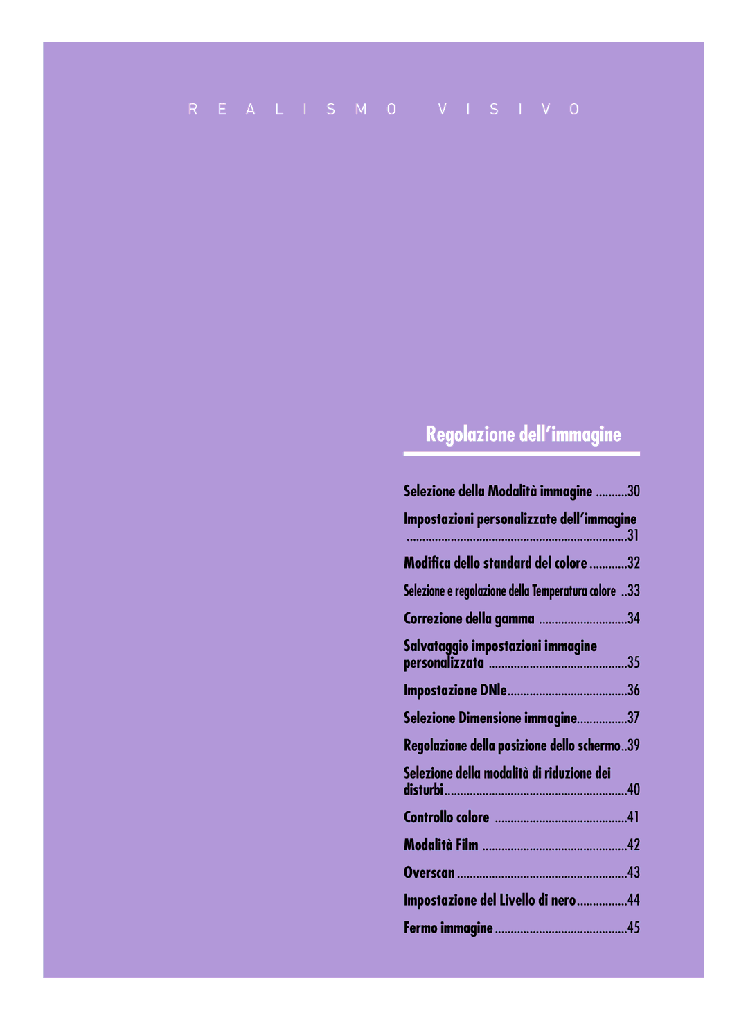 Samsung SPH800BEMX/EDC manual Regolazione dell’immagine 