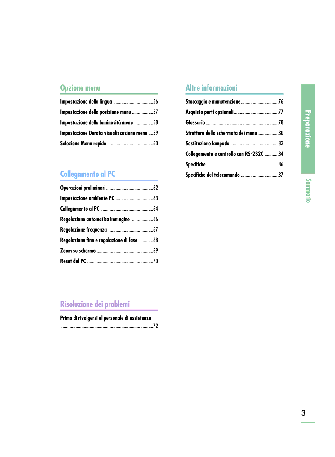 Samsung SPH800BEMX/EDC manual Preparazione 